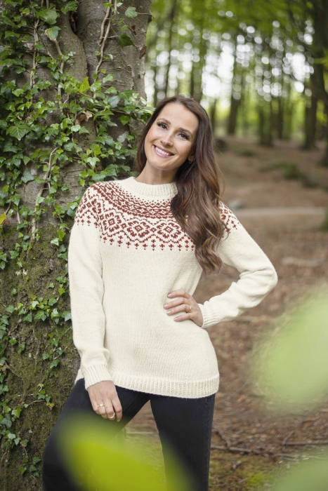 Strikkemekka Design - Thyra Genser i DSA Sterk Brent Kobber 