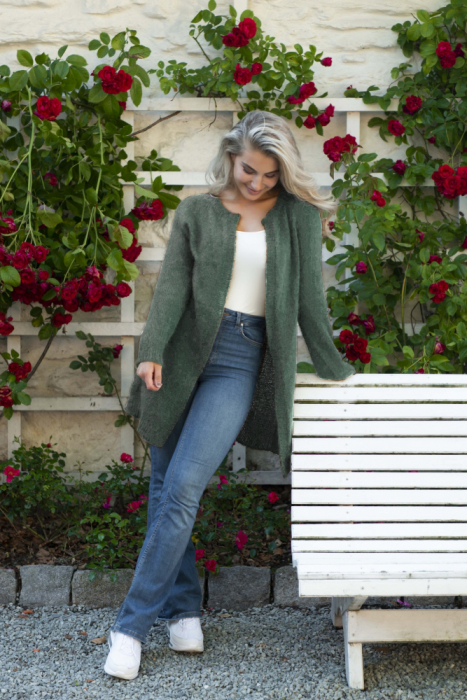 Basic Jakke Lang Mohair Edition av SD Agatgrøn Meleret