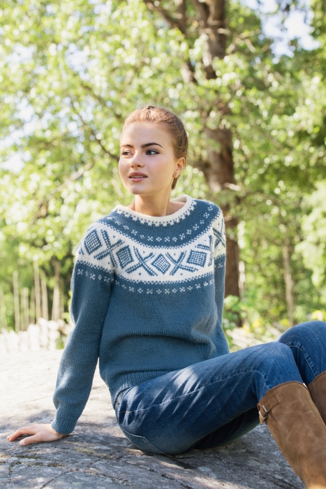 Dale - CORTINA GENSER DENIM/UBLEKET HVIT 370-38