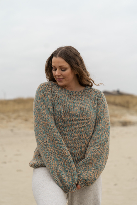 Strømstad Pullover petrol/kamel