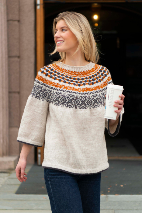 Polka Genser Beige/Oransje