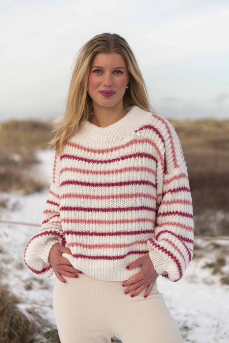 Paloma Pullover Weiß/Himbeere